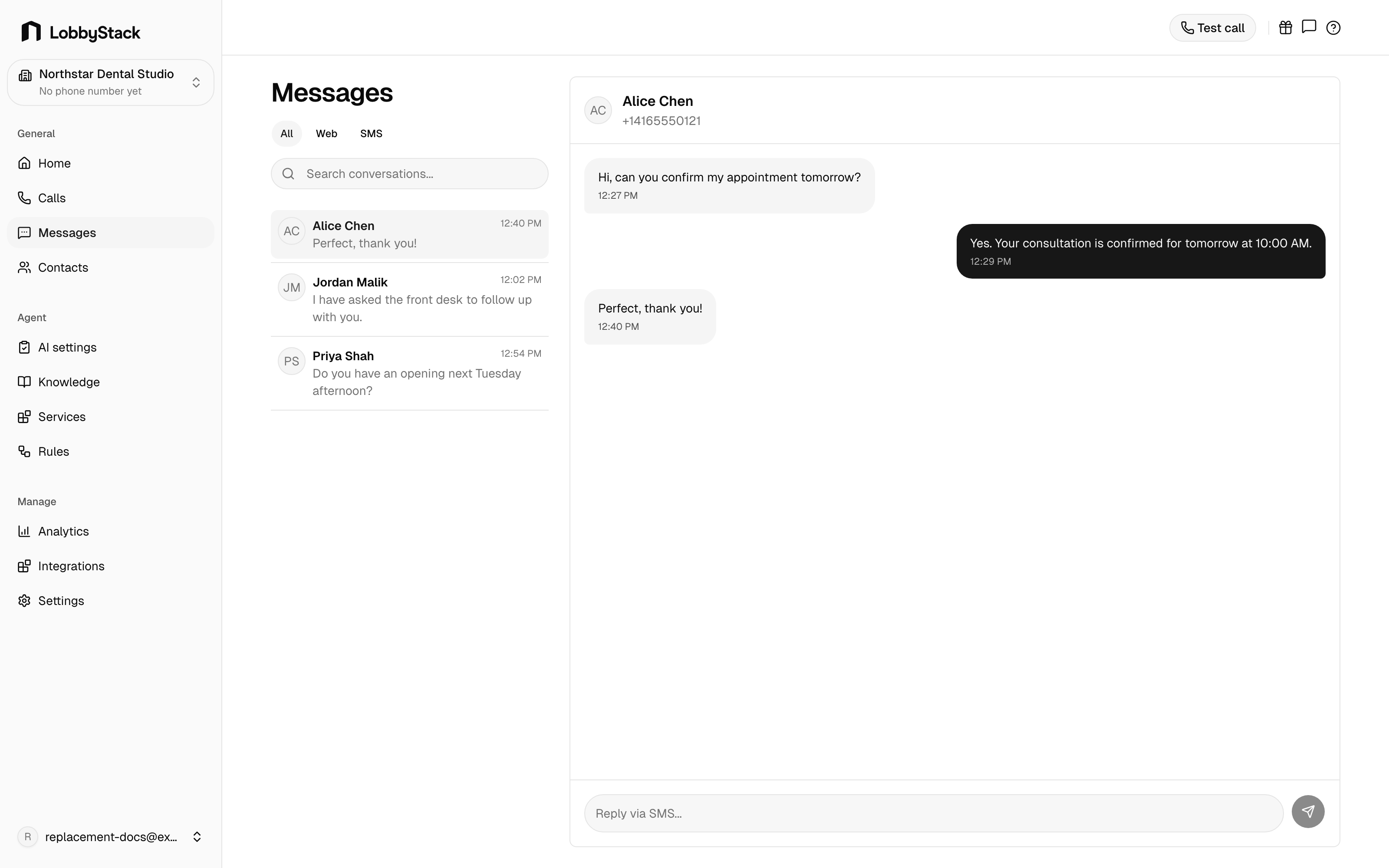 Apantio AI Messages page